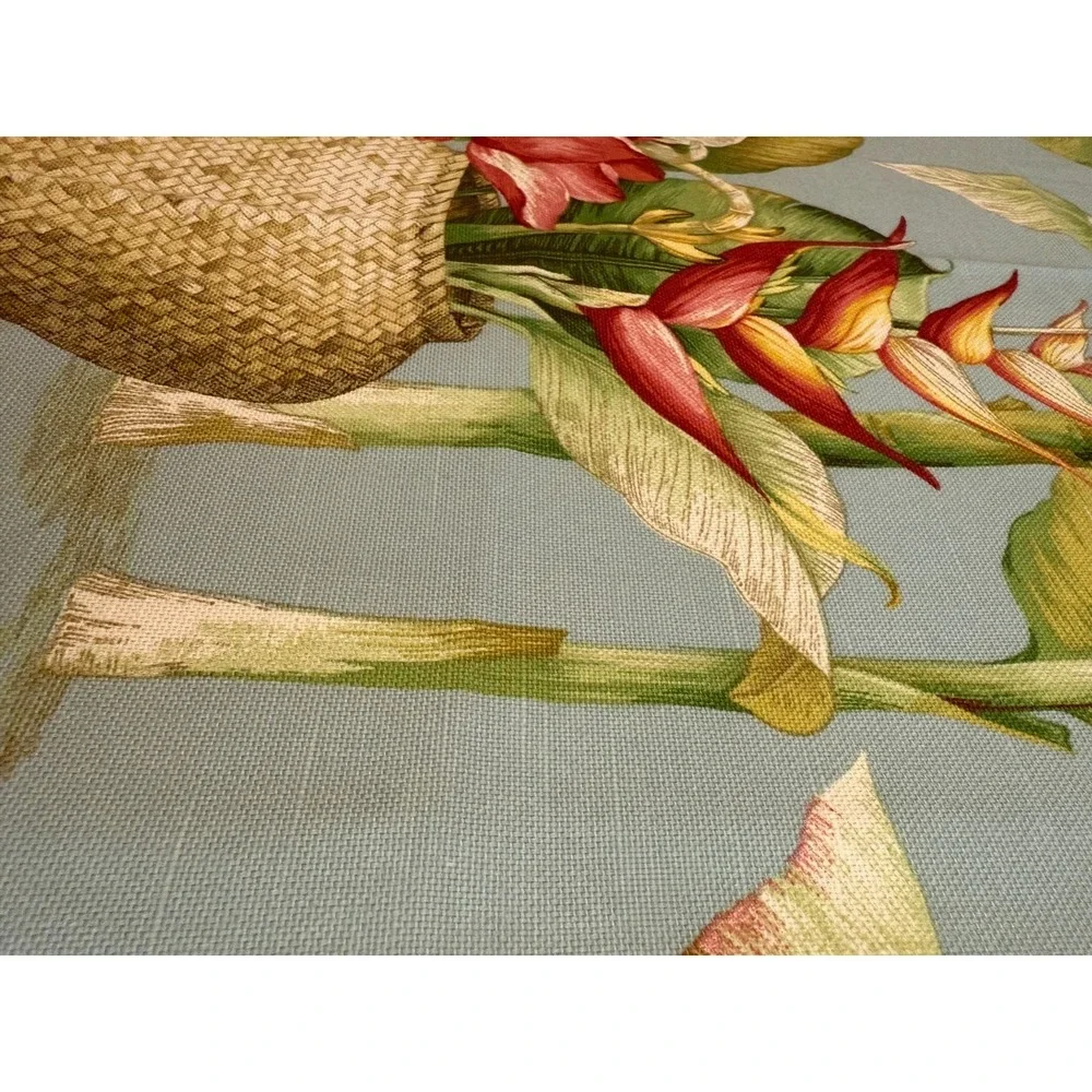 New Jungle on Blue Tropical Plants Fabric 25